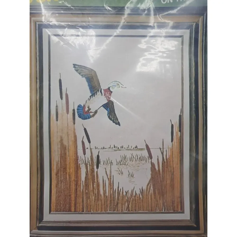 Vintage Bucilla Creative Needlecraft Kit On The Wing Picture Duck
